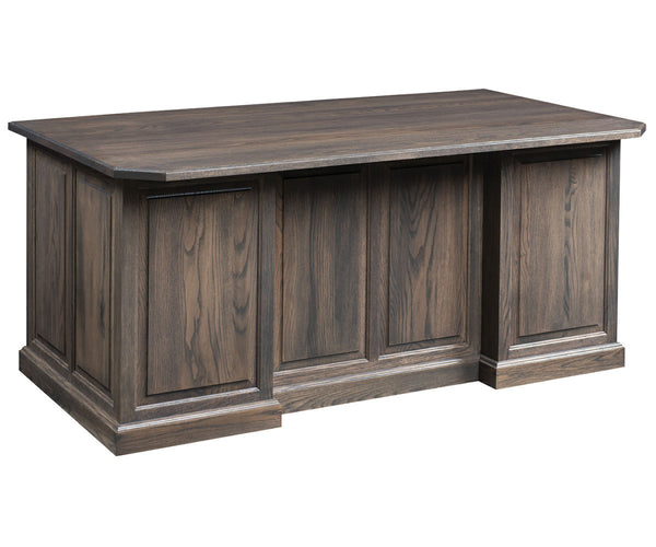 Genuine - Amish Hardwood Executive Desk With Raised Panel Back