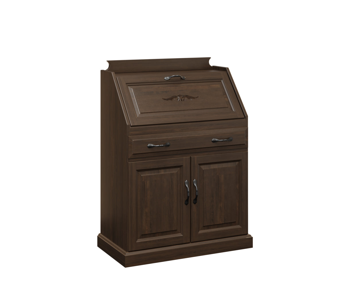 Genuine- Amish Hardwood Secretary Desk With Doors