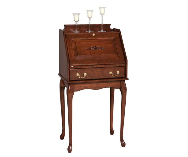 Genuine- Amish Hardwood Secretary Desk With Queen Anne Legs