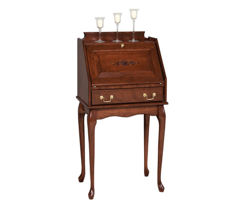 Genuine- Amish Hardwood Secretary Desk With Queen Anne Legs