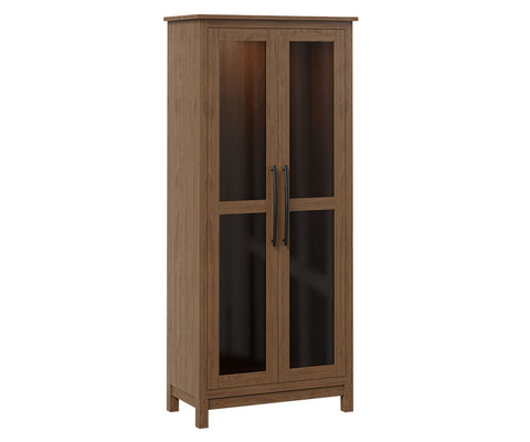 Genuine - Amish Hardwood Glass Door Pantry Cupboard