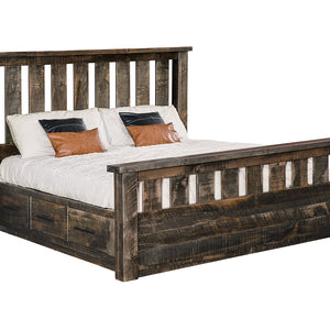 Glendale - Amish Solid Wood Panel Bed With Storage Drawers