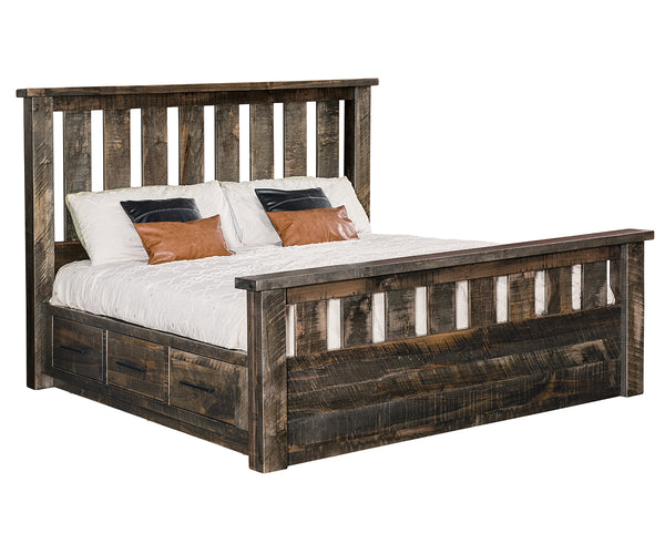Glendale - Amish Solid Wood Panel Bed With Storage Drawers