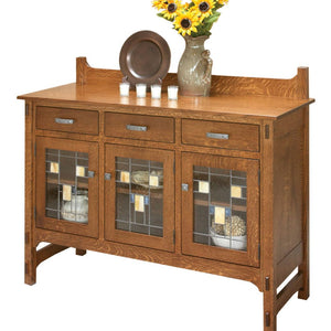 Glenwood - Amish Solid Wood 54" Sideboard with Leaded Glass Doors