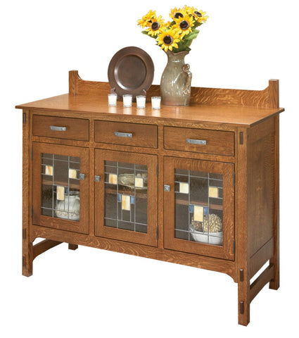 Glenwood - Amish Solid Wood 54" Sideboard with Leaded Glass Doors