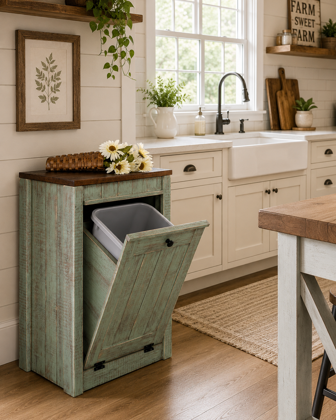Gold Creek Tilt-Out Trash Bin Cabinet Room Scene