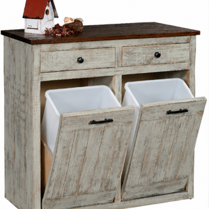 Gold Mine- Amish Handcrafted Double Tilt-Out Trash Bin Cabinet