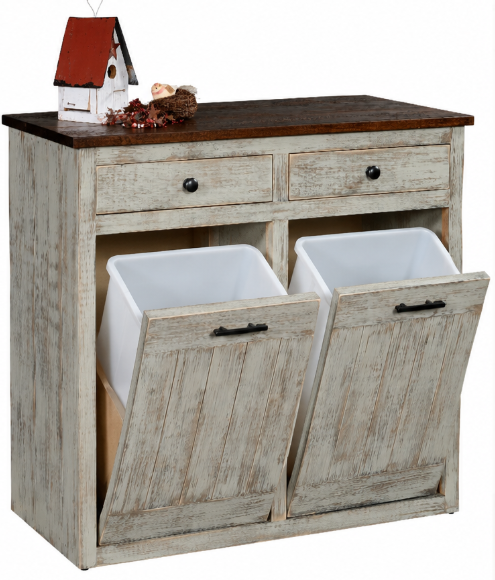 Gold Mine- Amish Handcrafted Double Tilt-Out Trash Bin Cabinet