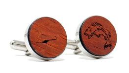 Gone Fishing Cufflinks - Padauk 