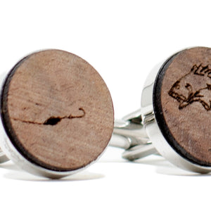 Gone Fishing Cufflinks - Walnut