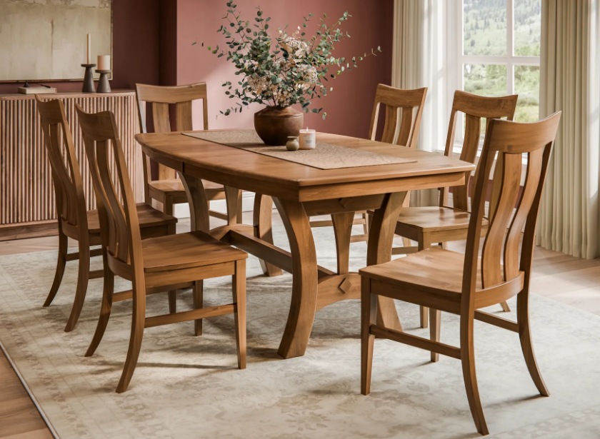 Grand Island Trestle - Handcrafted Solid Top or Extension Dining Table