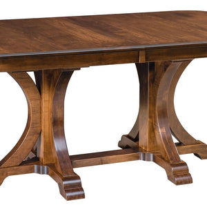 Granite Double Pedestal - Handcrafted Solid Top or Extension Dining Table