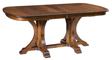 Granite Double Pedestal - Handcrafted Solid Top or Extension Dining Table
