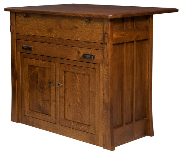 Grant - Amish Solid Wood Kitchen Island with Pull Out Dining Table