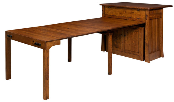 Grant - Amish Solid Wood Kitchen Island with Pull Out Dining Table