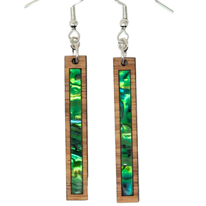 Rectangle Earrings Zebrawood - Green