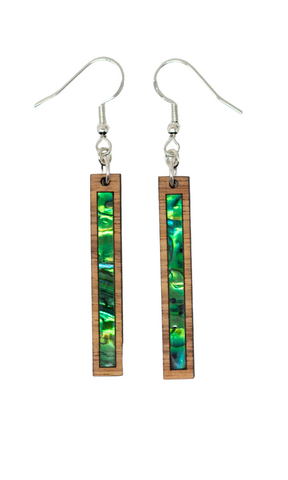 Rectangle Earrings Zebrawood - Green