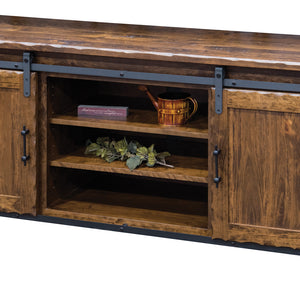 Hand Hewn - Amish TV Console - 70" with Sliding Barn Door