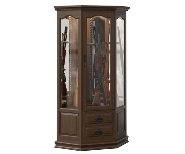 Handcrafted Corner Swivel Gun Cabinet - 8 Gun Capacity