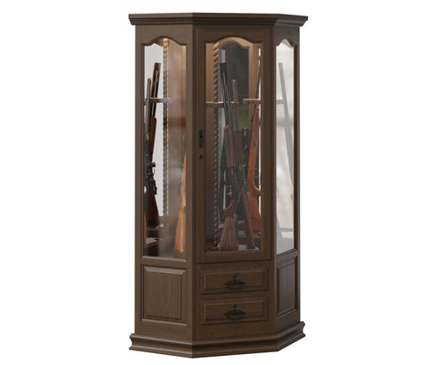 Handcrafted Corner Swivel Gun Cabinet - 8 Gun Capacity