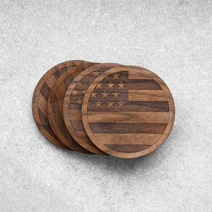 American Flag Walnut Wood Coasters