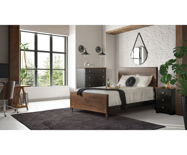 Harlow - Amish Solid Wood Panel Bed With Headboard, Rails, & Foot Board