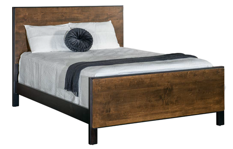 Harlow - Amish Solid Wood Panel Bed With Rail & Foot Board