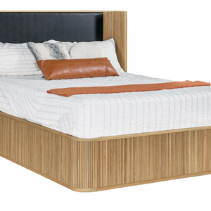 Harper - Amish Solid Wood Fluted Bed With Upholstered Headboard