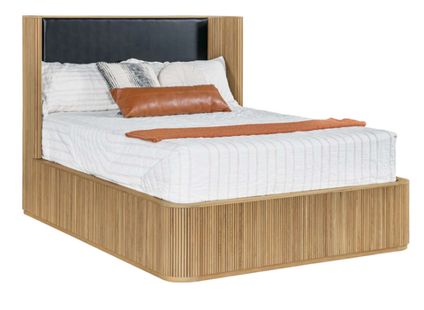 Harper - Amish Solid Wood Fluted Bed With Upholstered Headboard