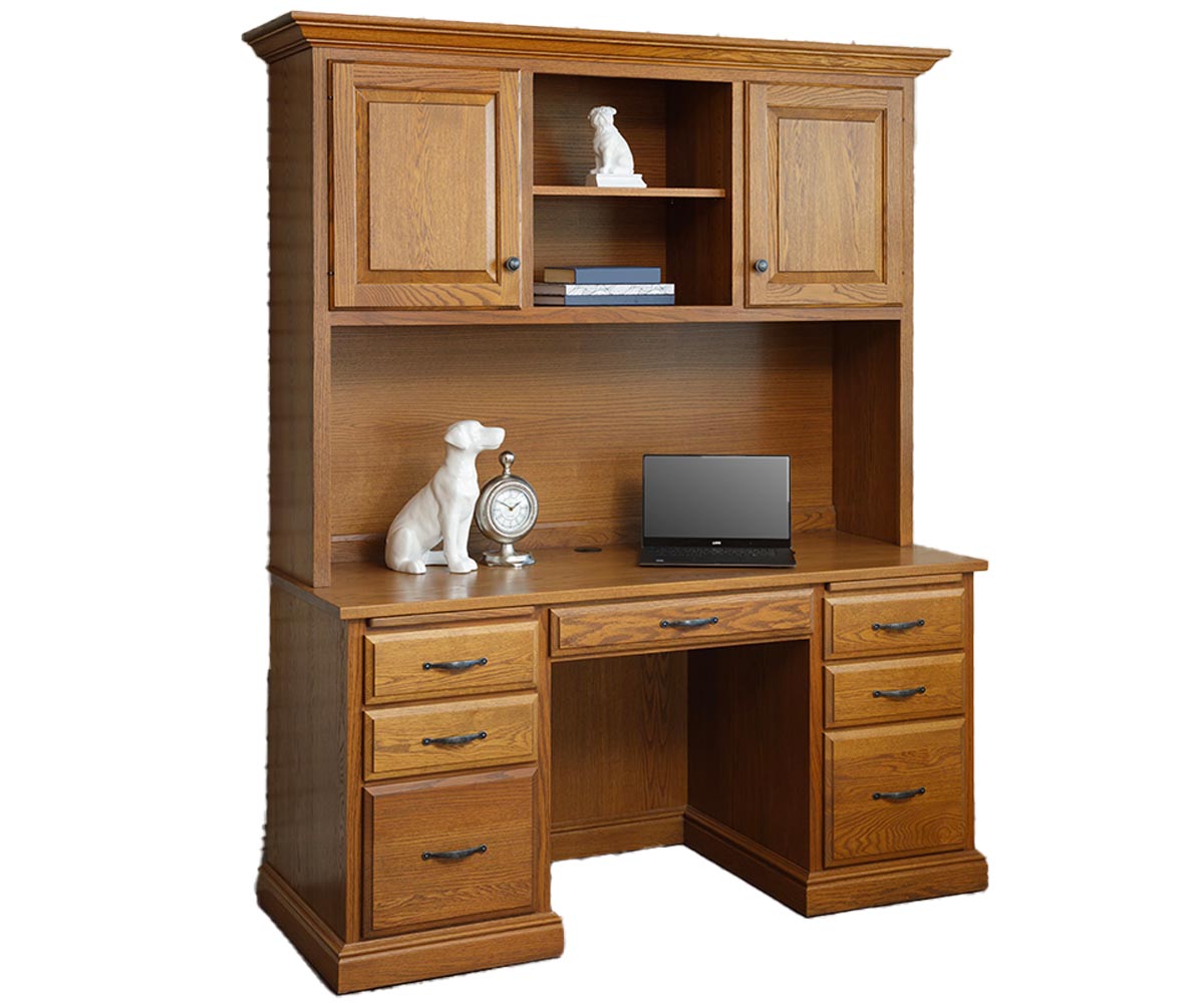 Harrington- Amish Hardwood Kneehole Desk With Optional Hutch