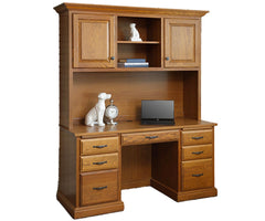 Harrington- Amish Hardwood Kneehole Desk With Optional Hutch