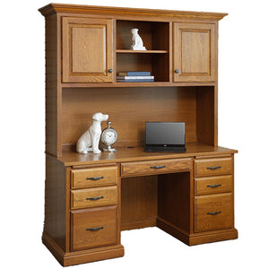 Harrington- Amish Hardwood Kneehole Desk With Optional Hutch