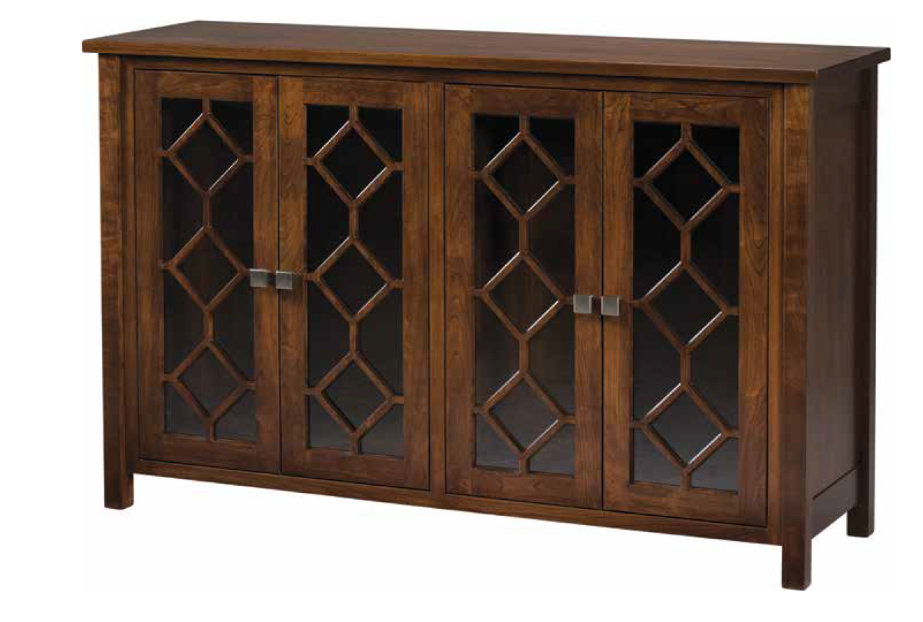 Hayden- Amish Solid Wood Display Buffet Cabinet With Pattern