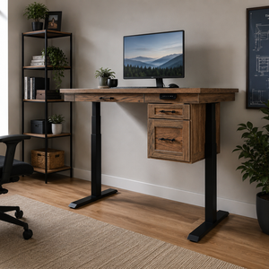 Solid Oak Wood Standing Lift Desk - Amish & American Hsndcrafted