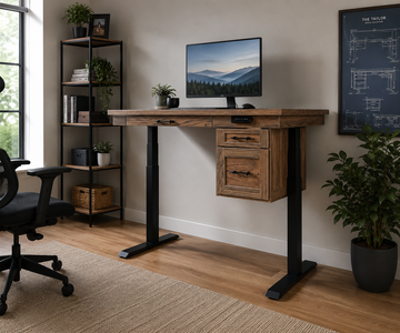 Solid Oak Wood Standing Lift Desk - Amish & American Hsndcrafted