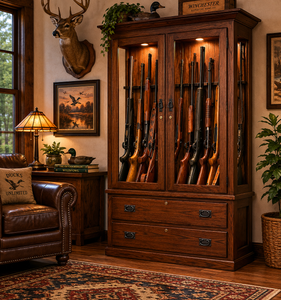 Rockwell - Amish Handcrafted Solid Oak Wood  Gun Cabinet
