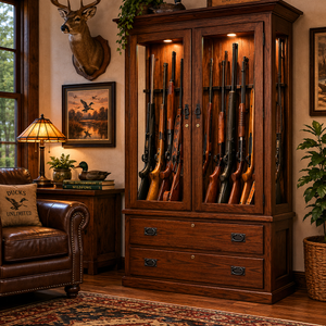 Rockwell - Amish Handcrafted Solid Oak Wood  Gun Cabinet