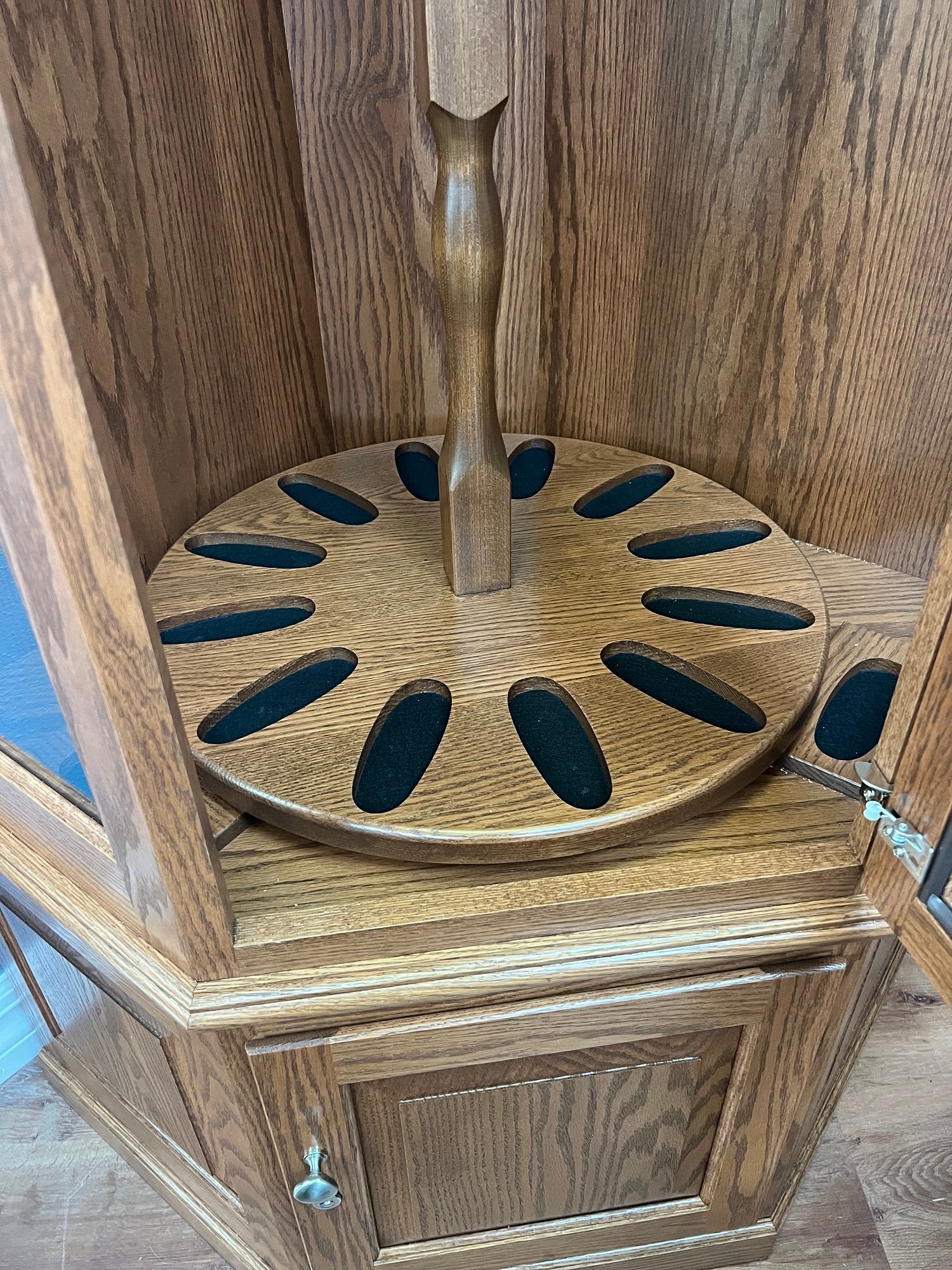 The Revolver - Amish Corner Gun Cabinet with Rotating Gun Rack Carousel