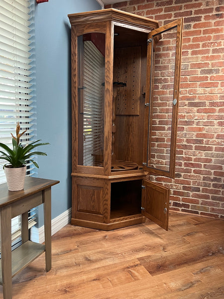 The Revolver - Amish Corner Gun Cabinet with Rotating Gun Rack Carousel