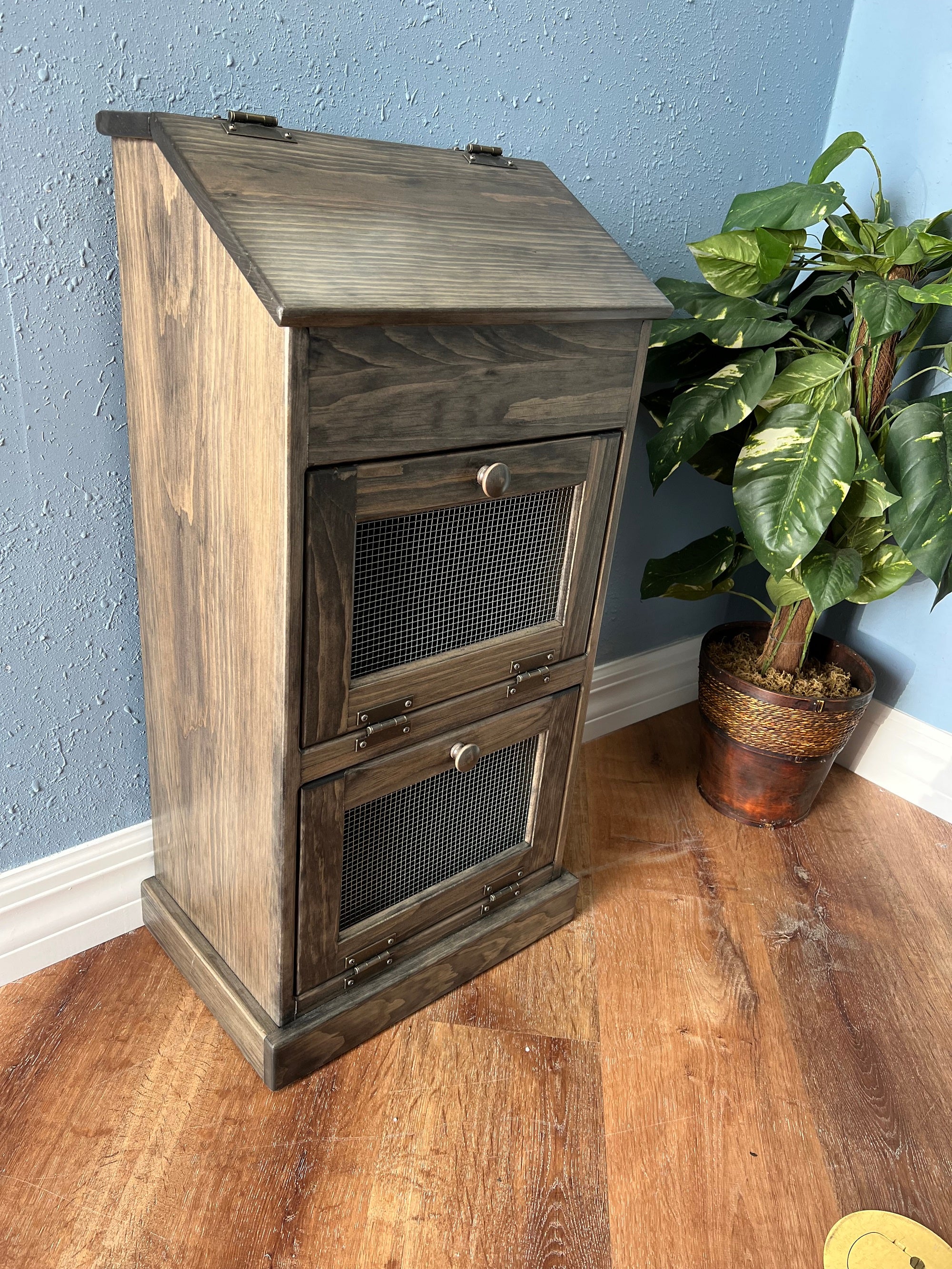 Amish Handcrafted Solid Wood Vegetable Bin / Cabinet