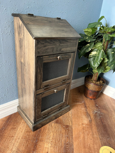 Amish Handcrafted Solid Wood Vegetable Bin / Cabinet