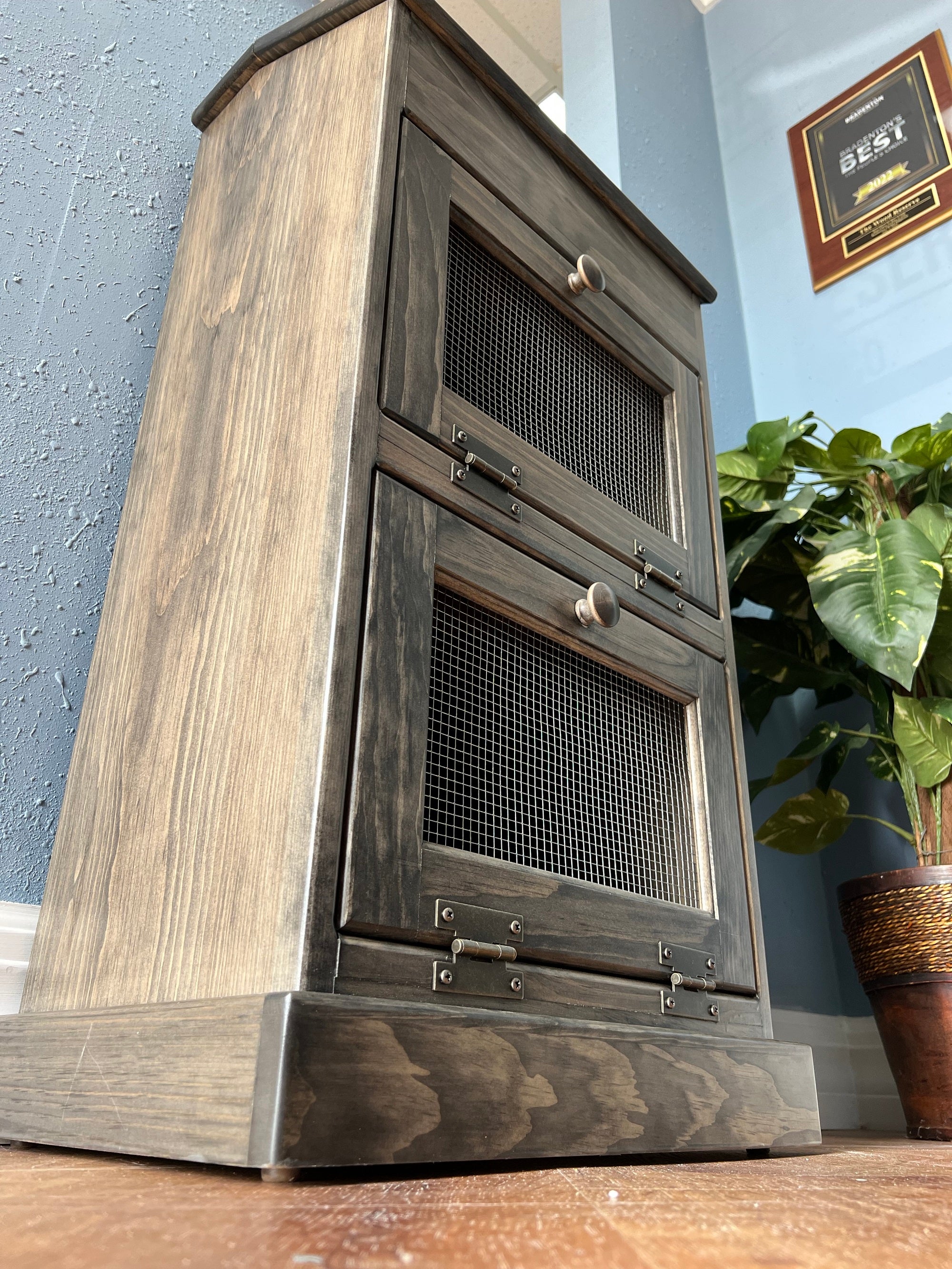 Amish Handcrafted Solid Wood Vegetable Bin / Cabinet