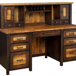 Loft - Amish Hardwood Double Pedestal Desk With Optional Hutch