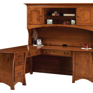 Master - Amish L Desk (left) with Optional Hutch Topper