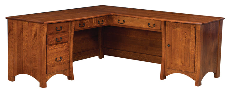 Master - Amish L Desk (left) with Optional Hutch Topper