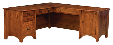 Master - Amish L Desk (left) with Optional Hutch Topper