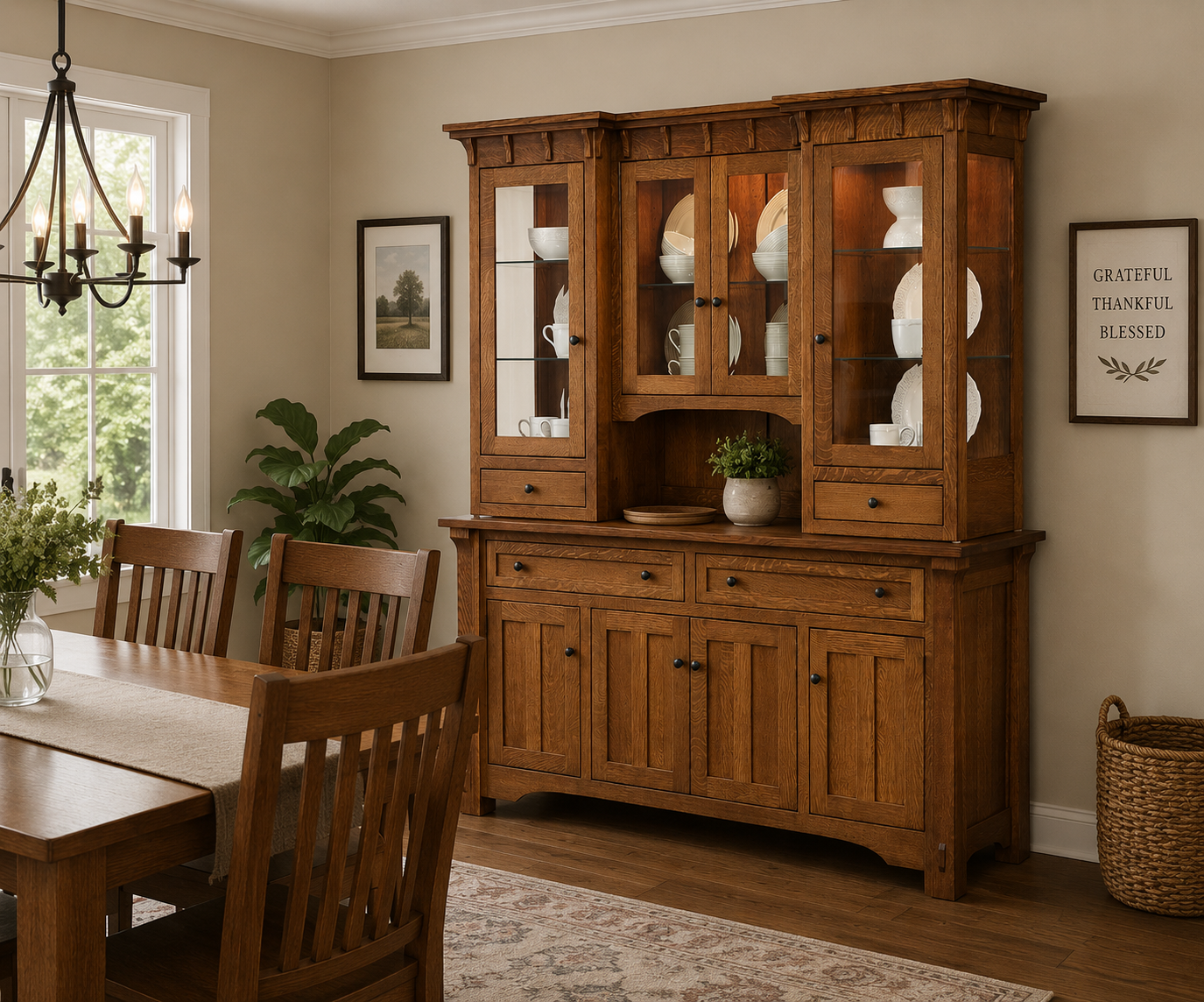 Manitoba Amish Handcrafted Dining Room China Hutch