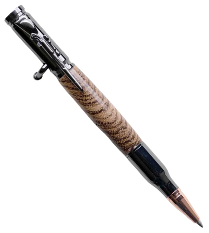 Bolt Action - Solid Maple Burl Wood Ballpoint Pen