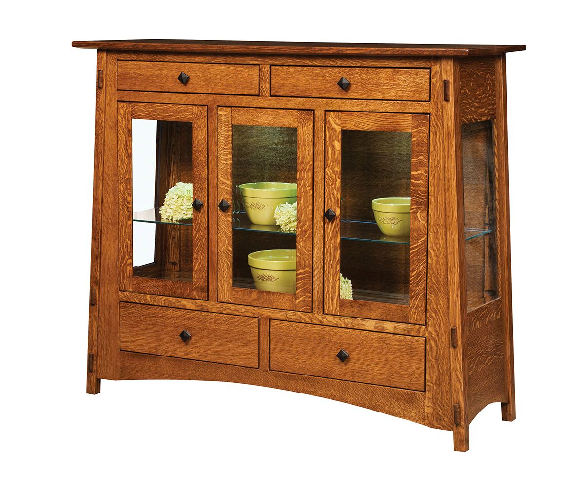 McCoy-  Amish Solid Wood Display Buffet Cabinet