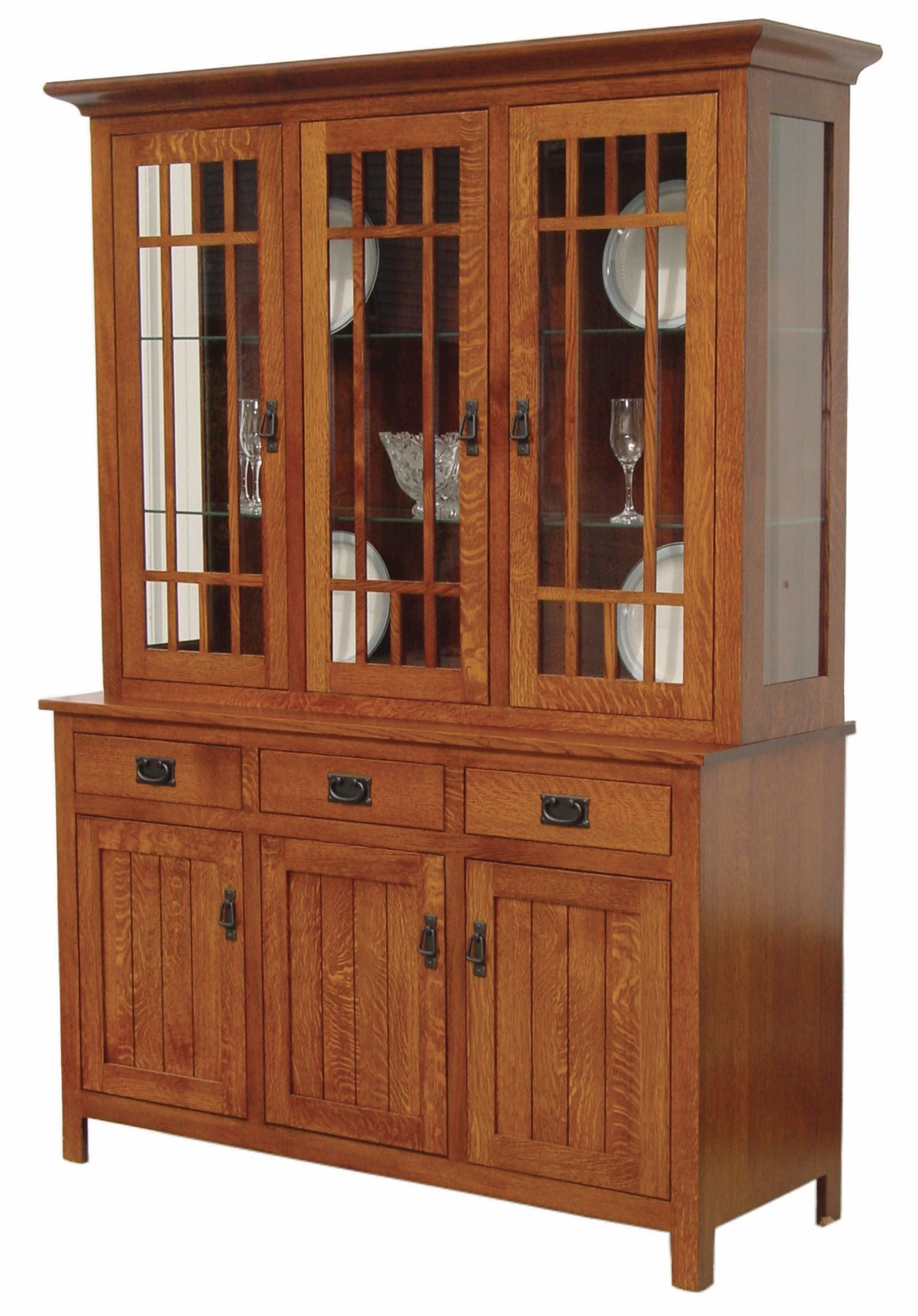 Midway Mission - Amish Solid Wood 3 Door Dining Hutch